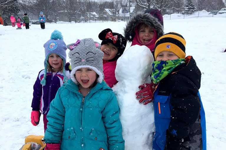 Children Playing in Snow at EarlyVentures