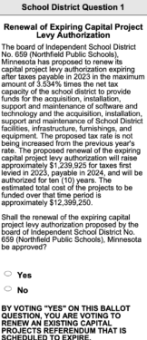 This photo is an image the first question on the Nov. 8, 2022 capital projects levy referendum.