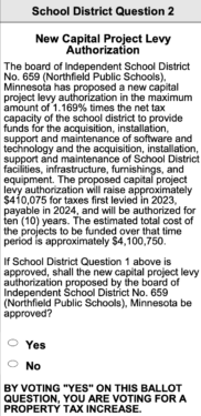 This photo is an image the second question on the Nov. 8, 2022 capital projects levy referendum.